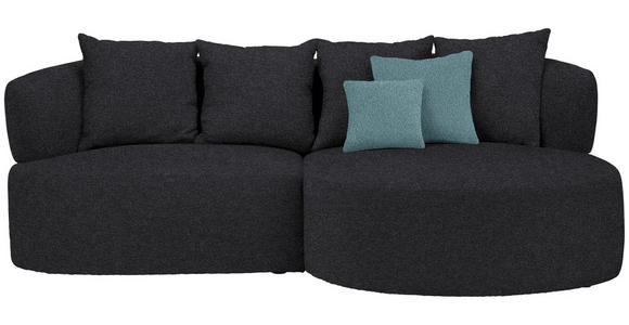 ECKSOFA in Plüsch Anthrazit  - Anthrazit/Petrol, MODERN, Kunststoff/Textil (235/166cm) - Hom`in