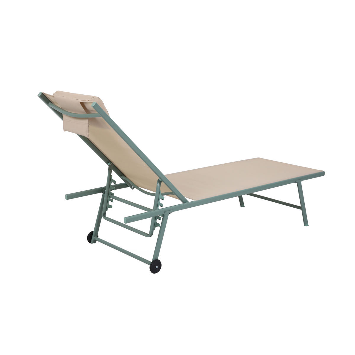 DREIBEINLIEGE 55/97/185 cm  - Beige/Grün, Basics, Textil/Metall (55/97/185cm)