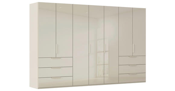 DREHTÜRENSCHRANK 350/223/61 cm,  in Champagner, 7-türig  - Champagner, Basics, Glas/Holzwerkstoff (350/223/61cm) - Novel