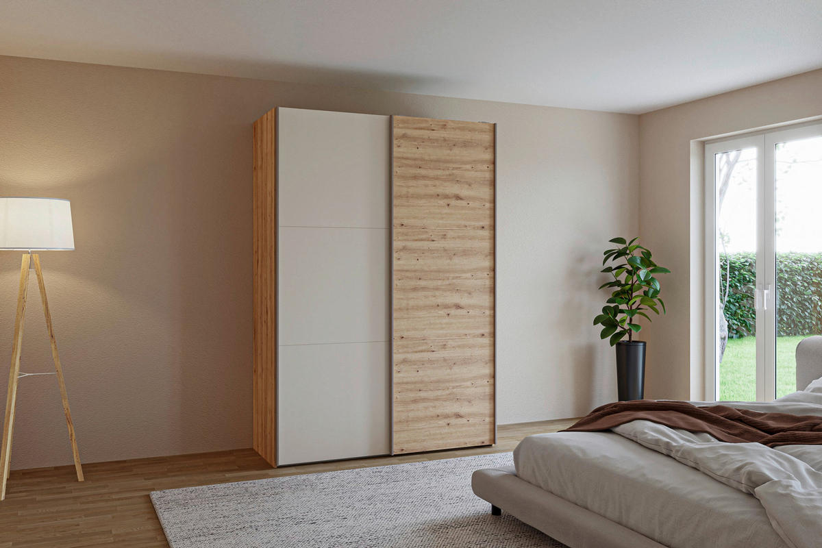 SCHWEBETÜRENSCHRANK 152/220/65 cm 2-türig Kaschmir, Eiche Artisan  - Hellbraun/Kaschmir, Design, Holzwerkstoff/Metall (152/220/65cm) - Jutzler