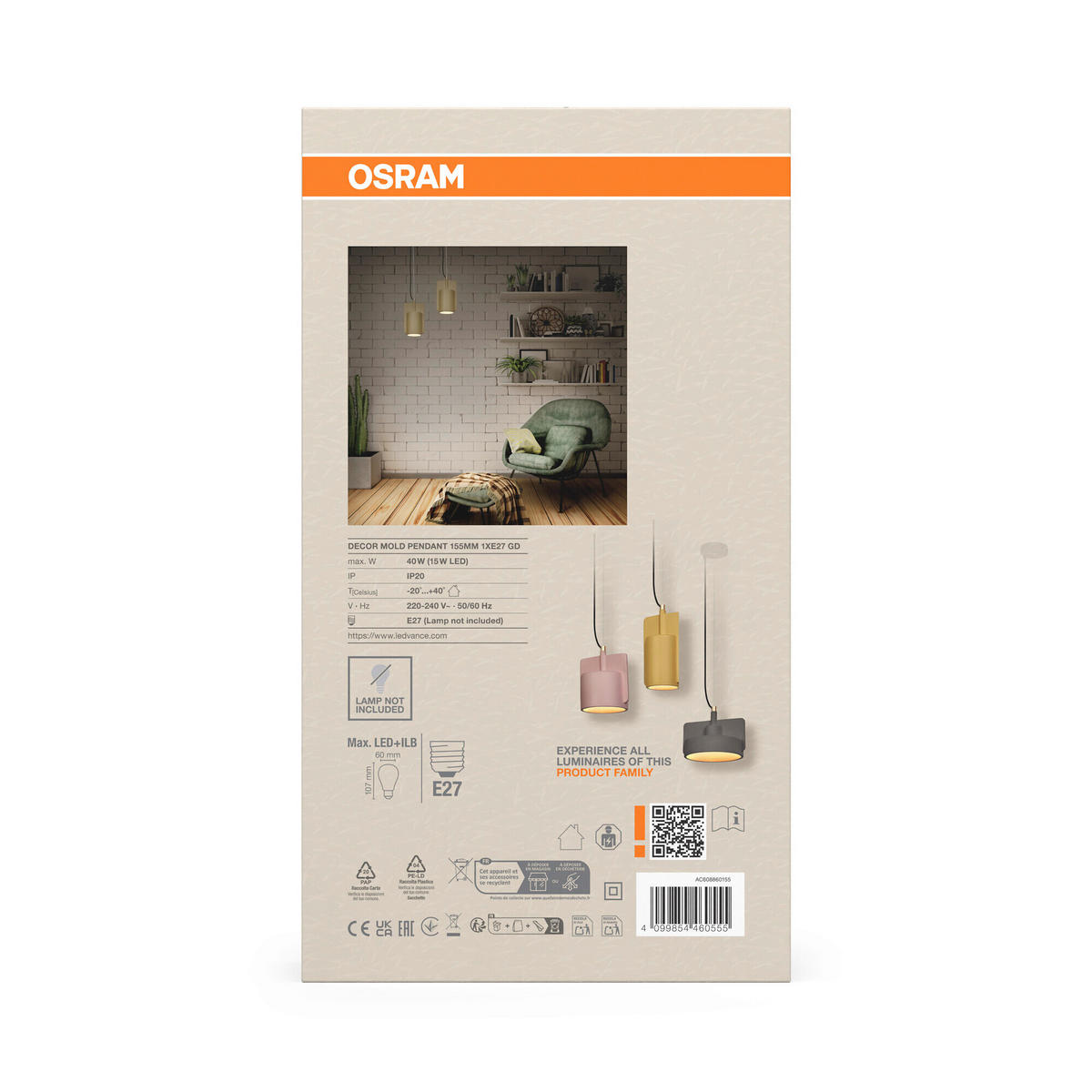 HÄNGELEUCHTE 15.5/150 cm   - Goldfarben, Basics, Stein (15.5/150cm) - Osram