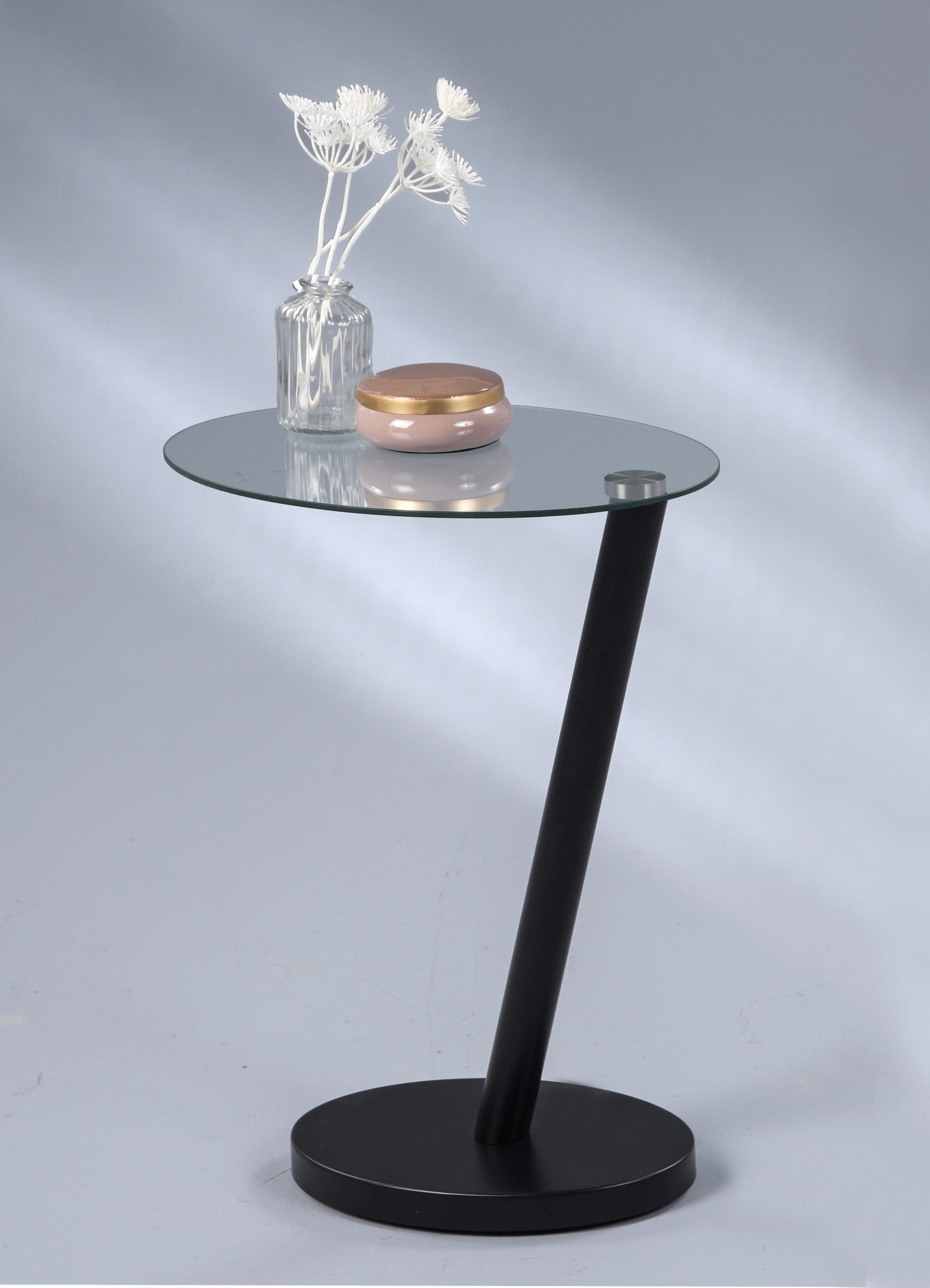 BEISTELLTISCH 40/30/50 cm Schwarz oval  - Schwarz, Design, Glas/Metall (40/30/50cm)