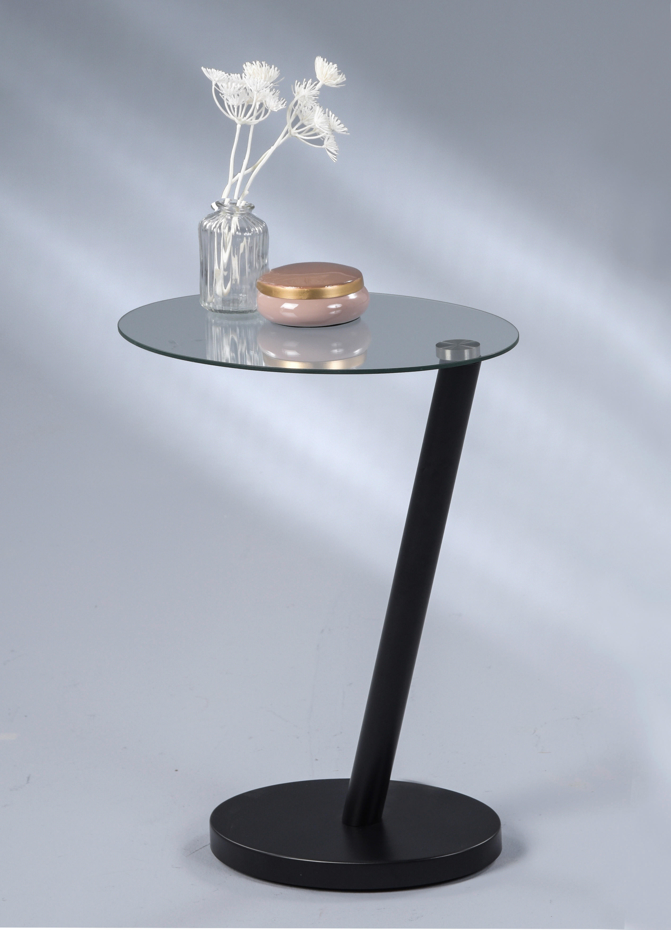 BEISTELLTISCH oval Schwarz  - Schwarz, Design, Glas/Metall (40/30/50cm)