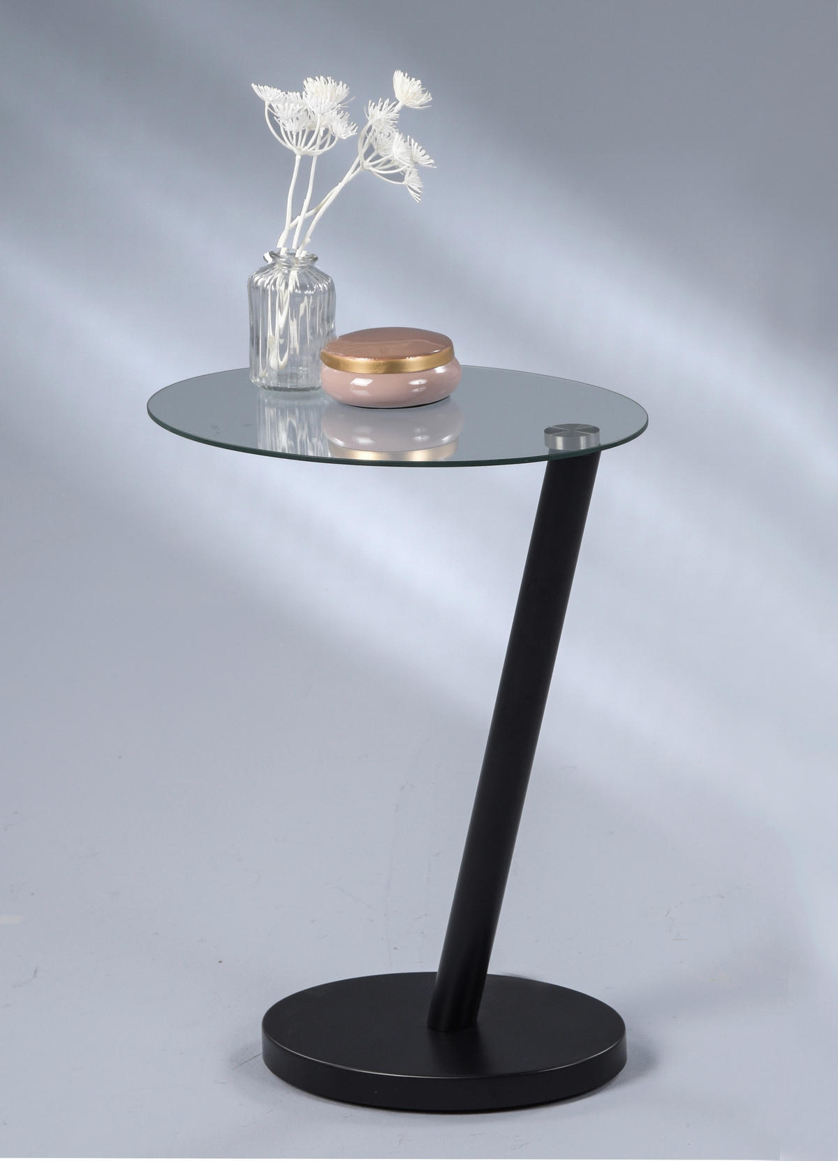 BEISTELLTISCH 40/30/50 cm Schwarz oval  - Schwarz, Design, Glas/Metall (40/30/50cm)