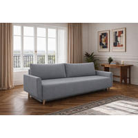 SCHLAFSOFA DUO Mikrofaser Grau  inkl. Rückenkissen, Bettkasten, Schlaffunktion, Rücken echt  - Naturfarben/Grau, Design, Textil (218/90/110cm) - P & B