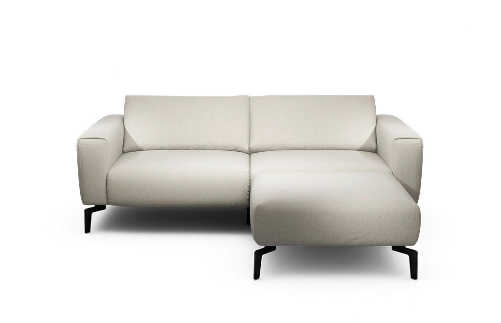 2,5-Sitzer inkl. Hocker Chenille Naturfarben  - Schwarz/Naturfarben, Design, Textil/Metall (220/86/86-94cm) - SENSOO