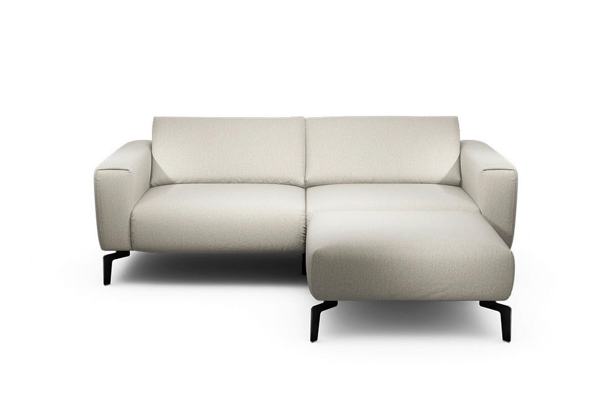 2,5-Sitzer inkl. Hocker Chenille Naturfarben  - Schwarz/Naturfarben, Design, Textil/Metall (220/86/86-94cm) - SENSOO