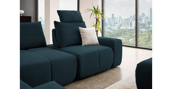 ECKSOFA in Velours Dunkelblau 236/326 cm - Schwarz/Dunkelblau, Design, Kunststoff/Textil (236/326cm) - Xora