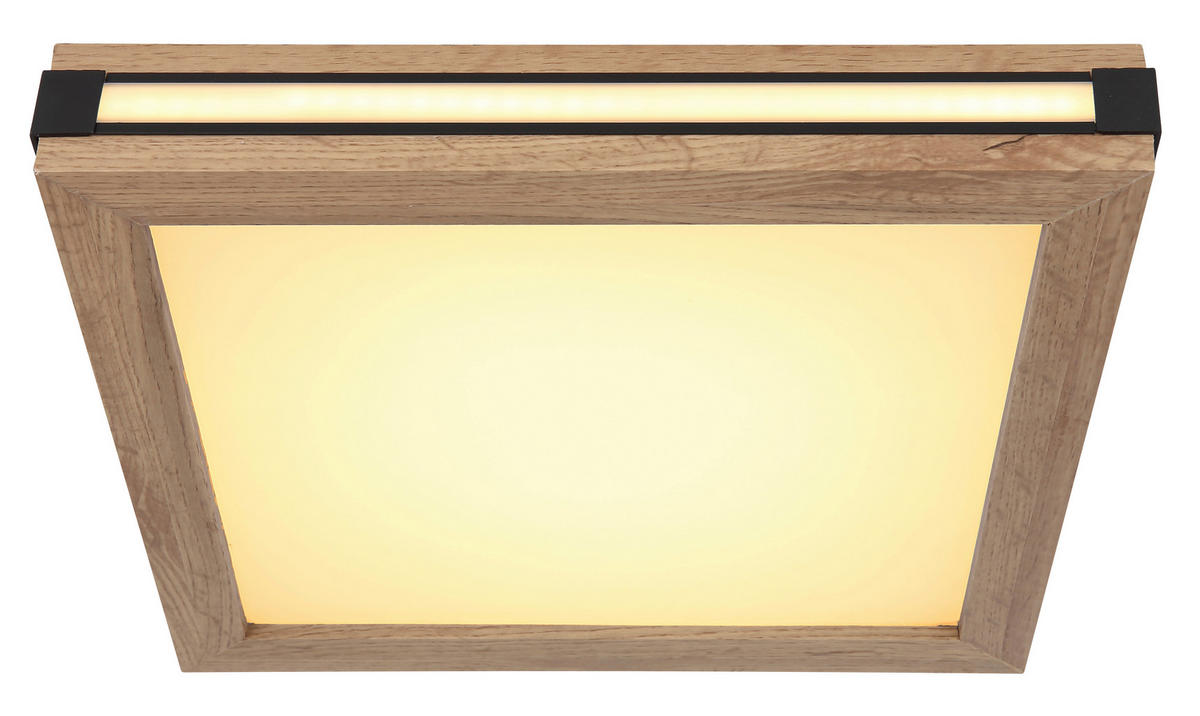 LED SVJETILJKA STROPNA  - bijela/tamno smeđa, Natur, drvni materijal/metal (30/30/7,5cm) - Globo