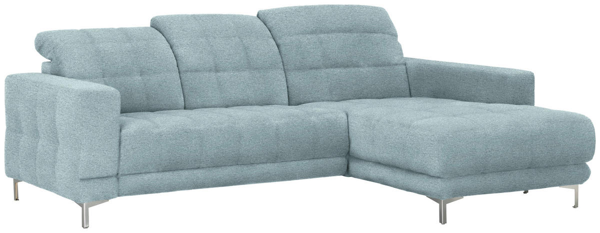 ECKSOFA in Webstoff Pastellblau  - Chromfarben/Pastellblau, Design, Textil/Metall (260/187cm) - Xora