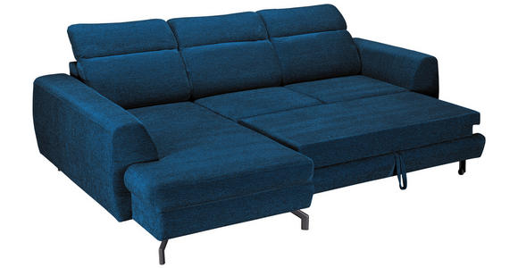 ECKSOFA Blau Chenille  - Blau/Schwarz, KONVENTIONELL, Textil/Metall (185/266cm) - Carryhome