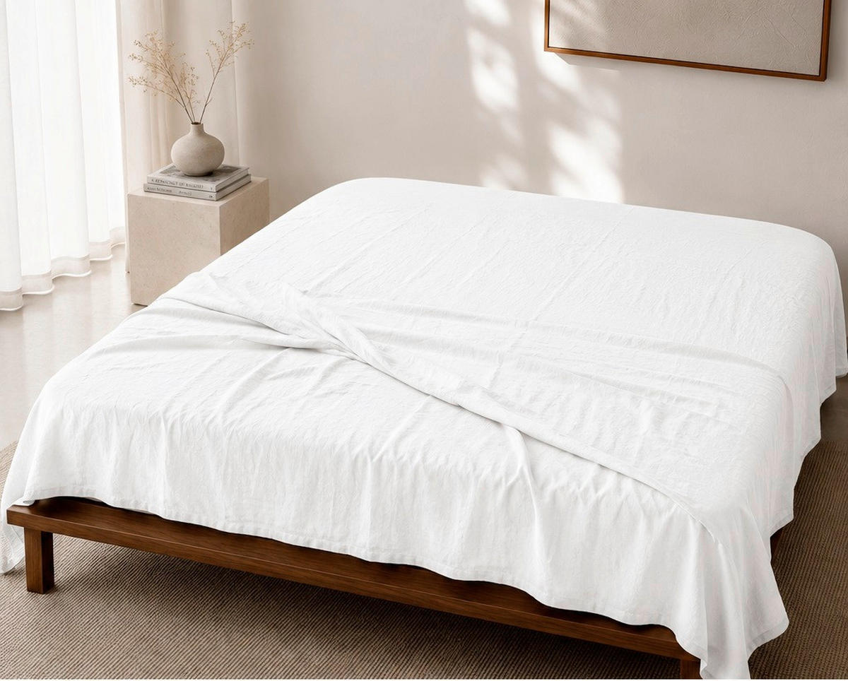 LEINENBETTTUCH 150/250 cm  - Weiß, Basics, Textil (150/250cm)