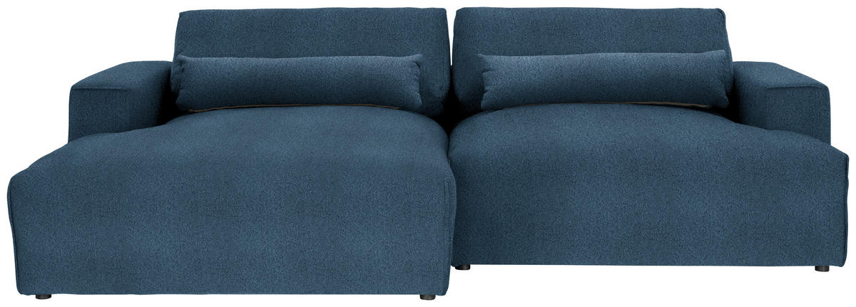 ECKSOFA Felicia in Chenille Blau  187/268 cm  - Blau/Schwarz, Design, Kunststoff/Textil (187/268cm) - Stylife