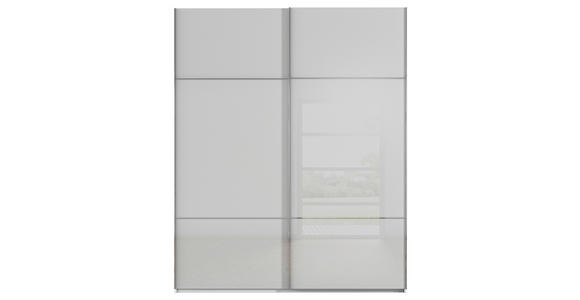 SCHWEBETÜRENSCHRANK 162/223/68 cm 2-türig Grau, Weiß - Chromfarben/Weiß, KONVENTIONELL, Glas/Holzwerkstoff (162/223/68cm) - Novel
