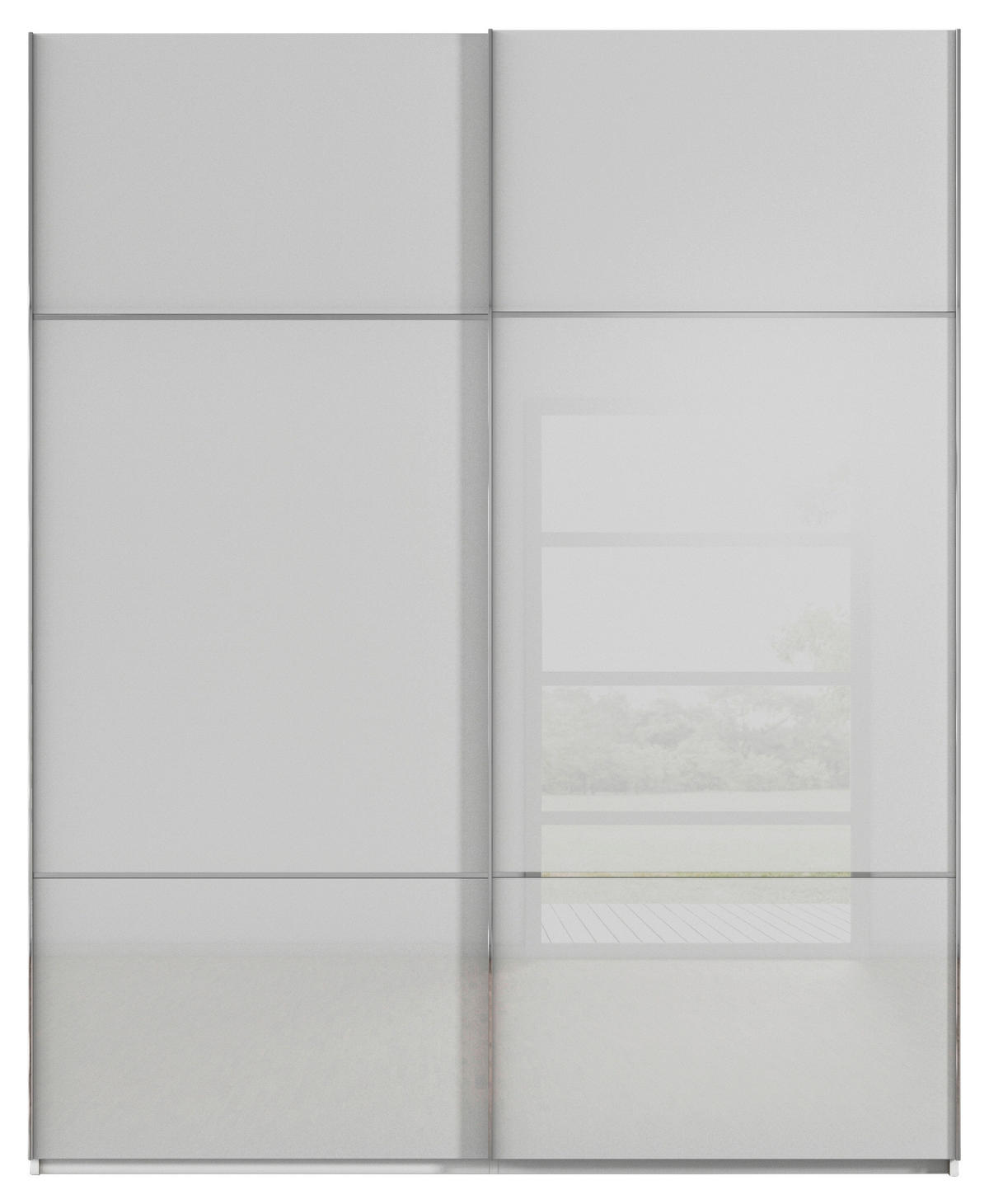 SCHWEBETÜRENSCHRANK in Grau, Weiss  - Chromfarben/Weiss, Konventionell, Glas/Holzwerkstoff (162/223/68cm) - Novel