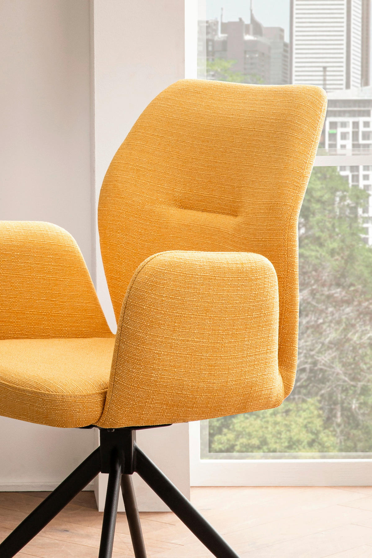 OTOČNÁ STOLIČKA, tkaná textília, žltá - čierna/žltá, Modern, kov/textil (59/88/58cm) - Livetastic