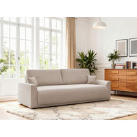 SCHLAFSOFA KIMMY Struktur Beige  inkl. Zierkissen, Rückenkissen, Bettkasten  - Beige/Schwarz, Design, Kunststoff/Textil (234/90/103cm) - P & B