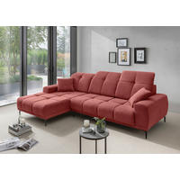 ECKSOFA NESTO Rot Chenille Zierkissen, Kopfteilverstellung, Sitztiefenverstellung  - Rot/Schwarz, Basics, Textil/Metall (187/292cm) - Livetastic