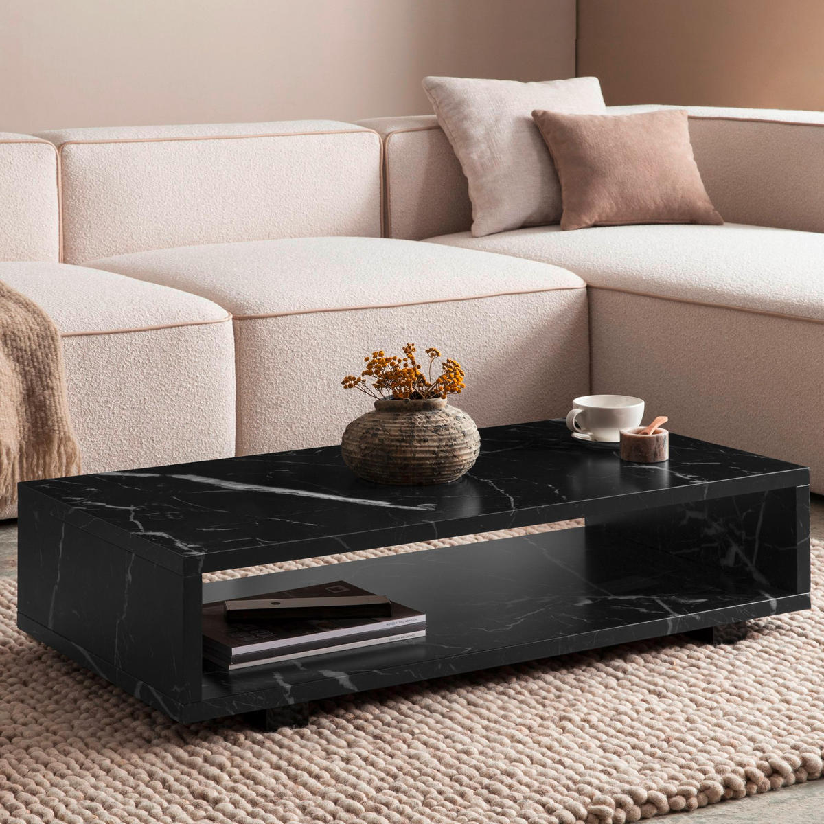 COUCHTISCH in Holzwerkstoff 100/50/25 cm   - Schwarz, Design, Holzwerkstoff/Kunststoff (100/50/25cm) - Livetastic