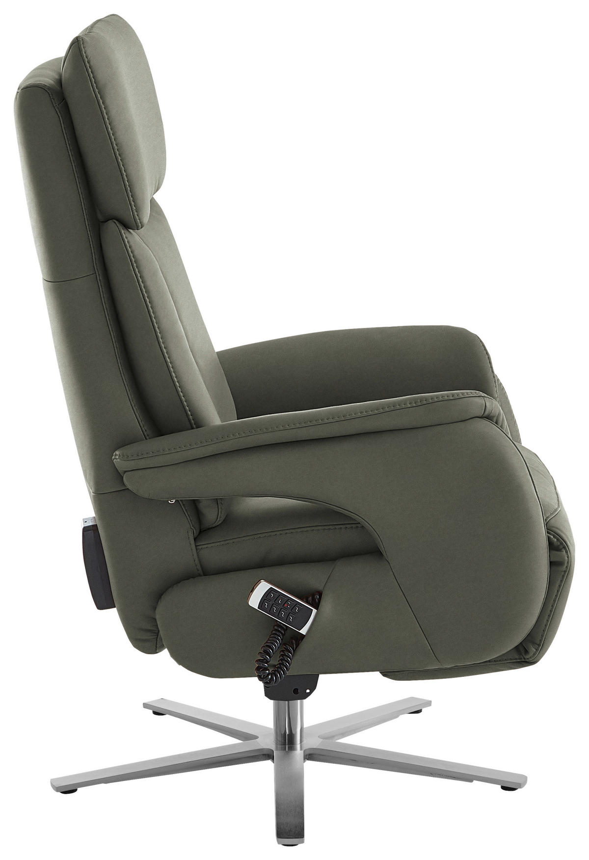 RELAXSESSEL in Leder Grau  - Edelstahlfarben/Grau, Design, Leder/Metall (70/124/85cm) - Cantus