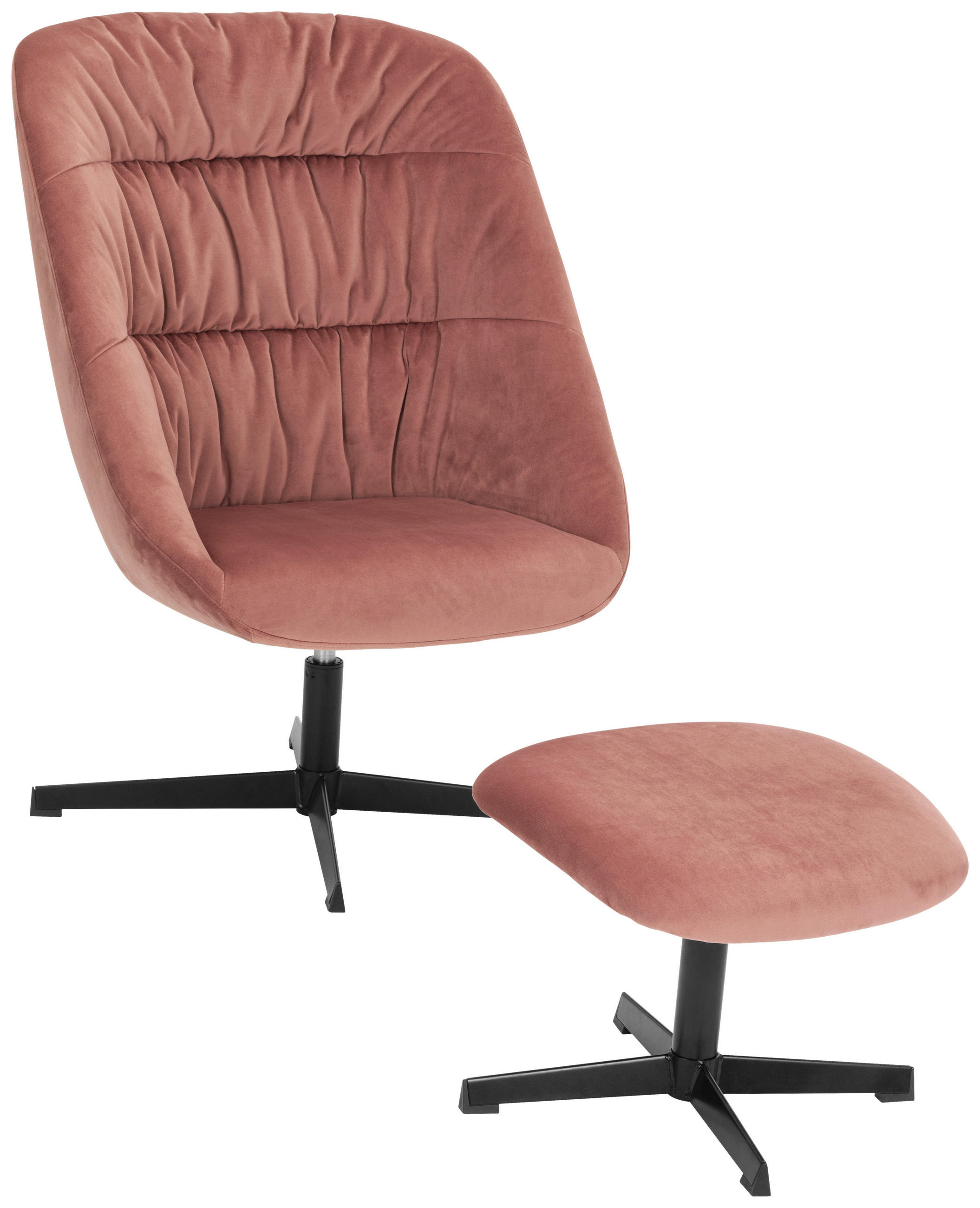 SESSELSET Samt Hocker    - Koralle/Schwarz, MODERN, Textil/Metall (70/98/75cm) - MID.YOU