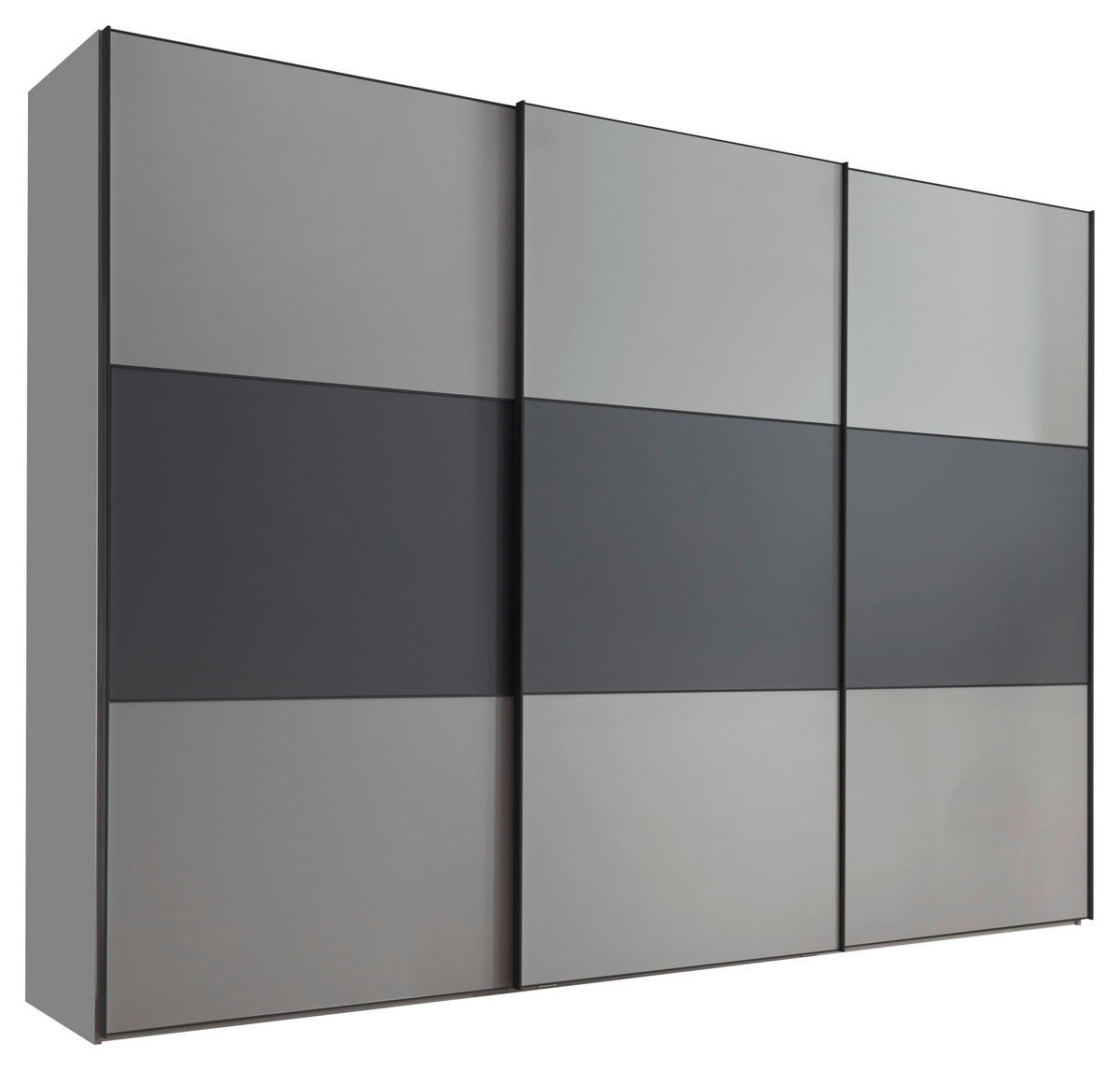 SCHWEBETÜRENSCHRANK in Anthrazit, Hellgrau  - Anthrazit/Hellgrau, Holzwerkstoff/Metall (280/222/68cm) - Moderano
