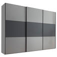 SCHWEBETÜRENSCHRANK 280/222/68 cm 3-türig Anthrazit, Hellgrau  - Anthrazit/Hellgrau, Holzwerkstoff/Metall (280/222/68cm) - Moderano