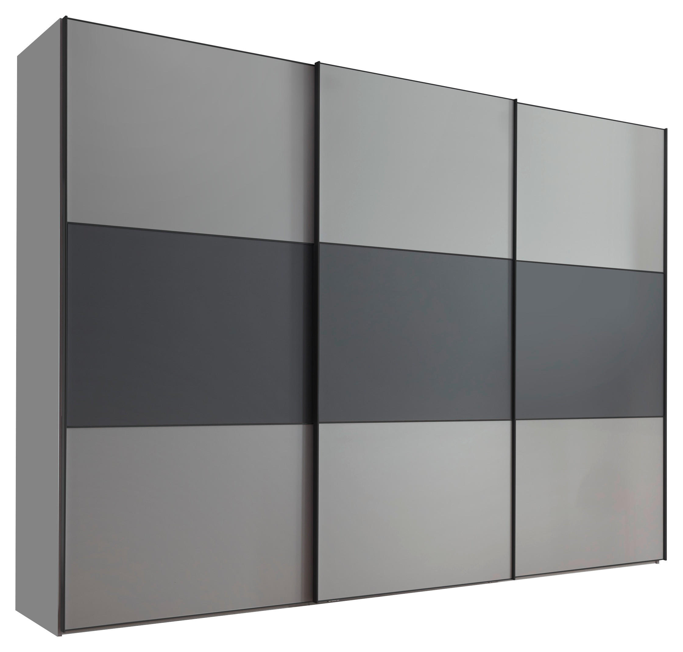 Moderano Schwebetürenschrank Anthrazit, Hellgrau 298x222x68 cm