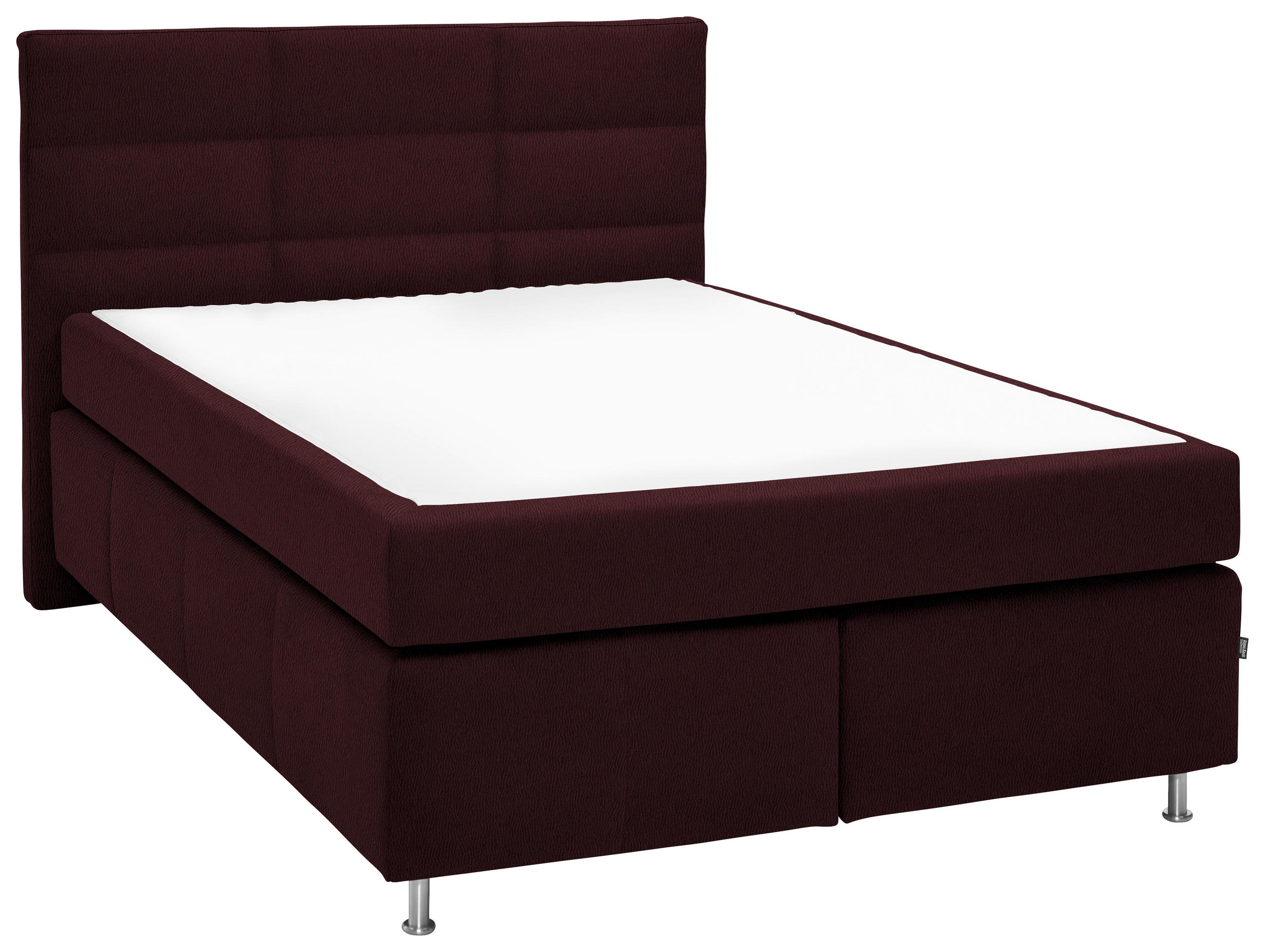 BOXSPRINGBETT 140/200 cm  in Bordeaux  - Bordeaux/Alufarben, KONVENTIONELL, Textil/Metall (140/200cm) - Dieter Knoll