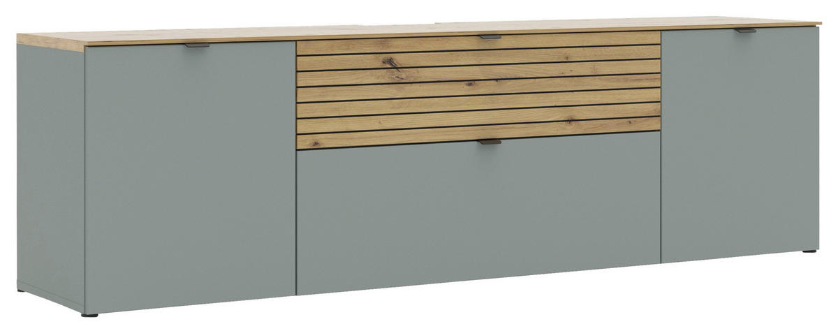 LOWBOARD  in 181/54/41 cm  - Schwarz/Eiche Artisan, Modern, Holzwerkstoff/Metall (181/54/41cm) - Voleo