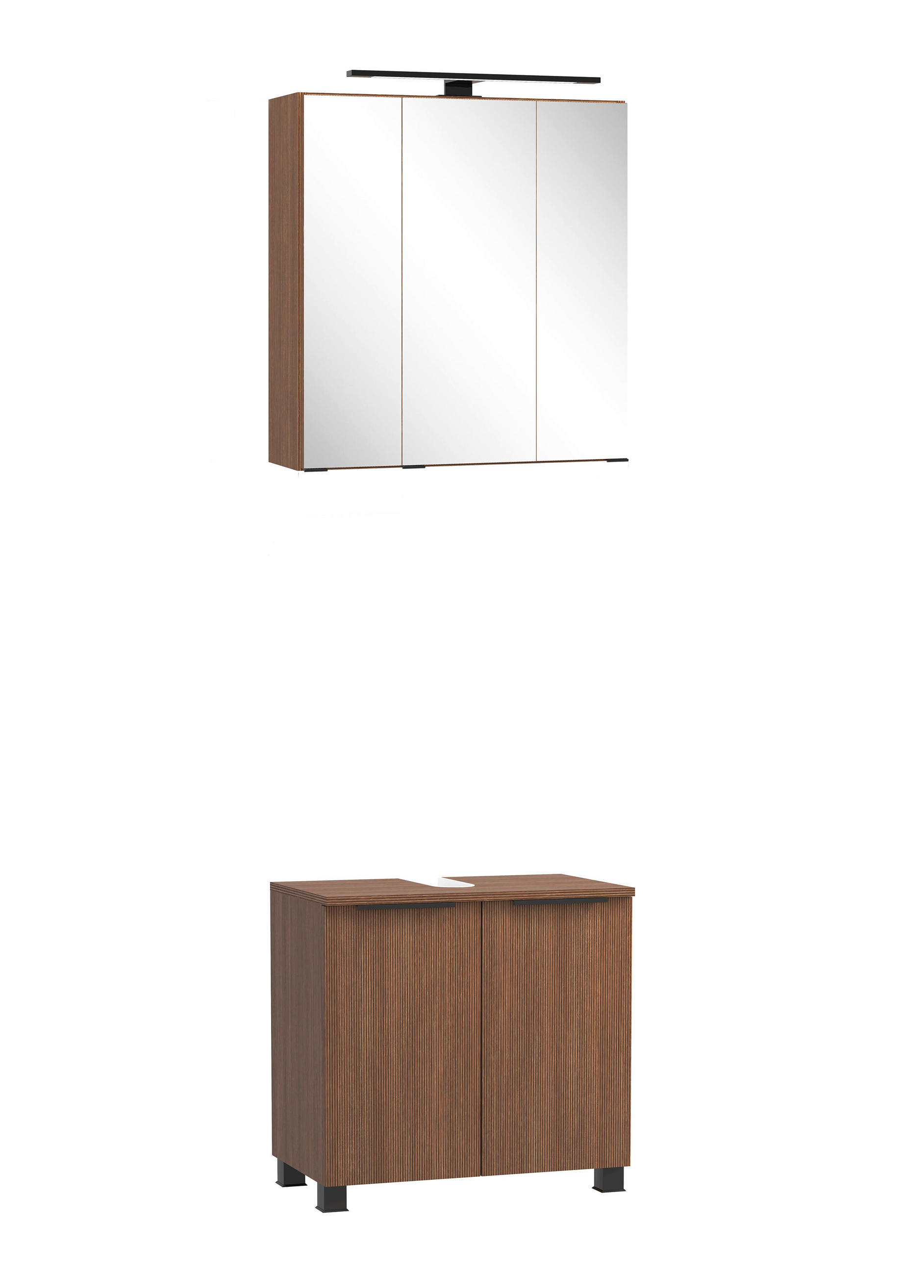 BADEZIMMER 2-teilig  in 60 cm  - Dunkelbraun/Schwarz, Natur, Glas/Holzwerkstoff (60cm) - Held