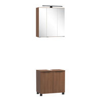 BADEZIMMER 2-teilig  in 60 cm  - Dunkelbraun/Schwarz, Natur, Glas/Holzwerkstoff (60cm) - Held