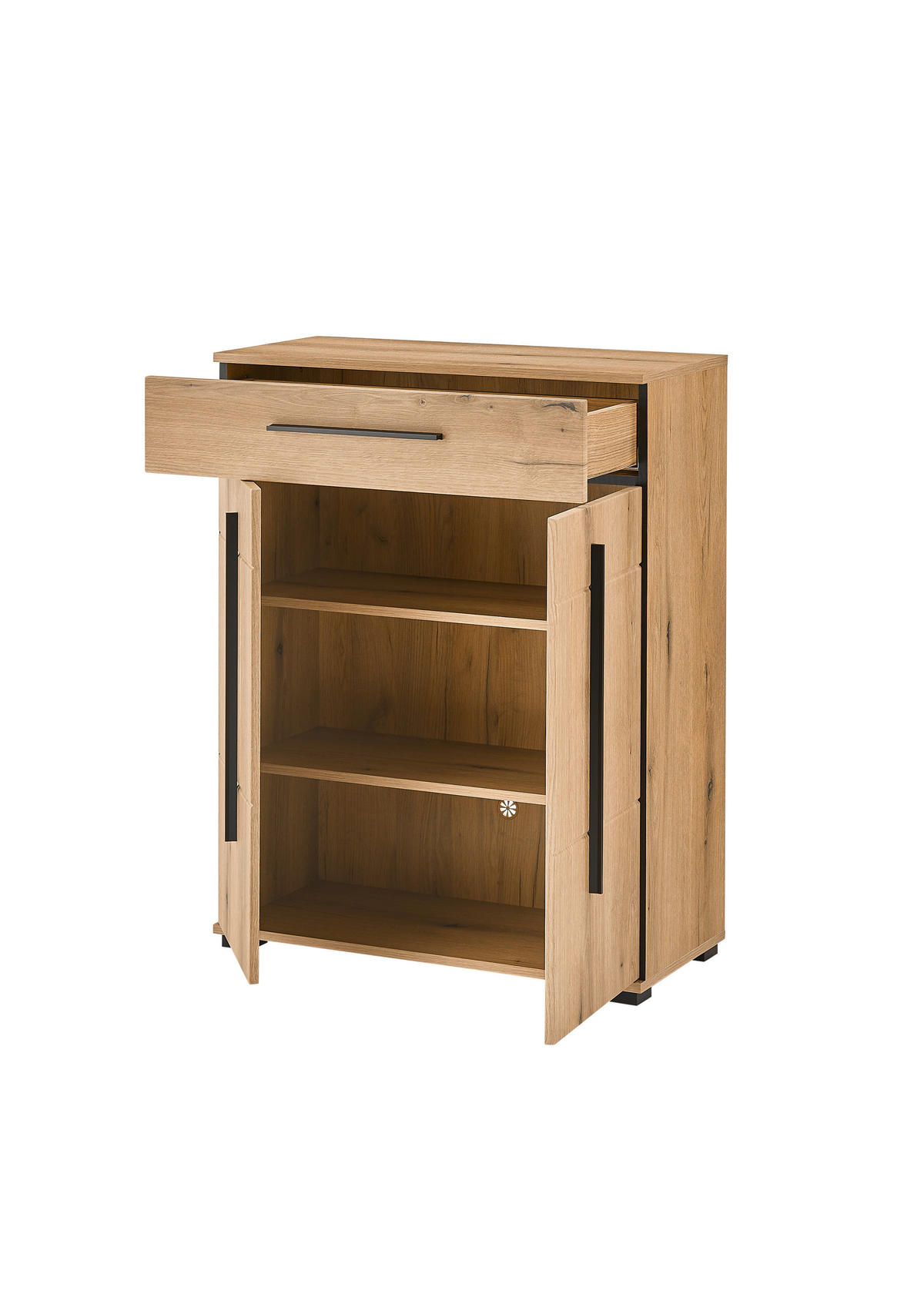 SCHUHSCHRANK Eichefarben  - Eichefarben/Schwarz, MODERN, Holzwerkstoff/Kunststoff (80/103/39cm) - MID.YOU