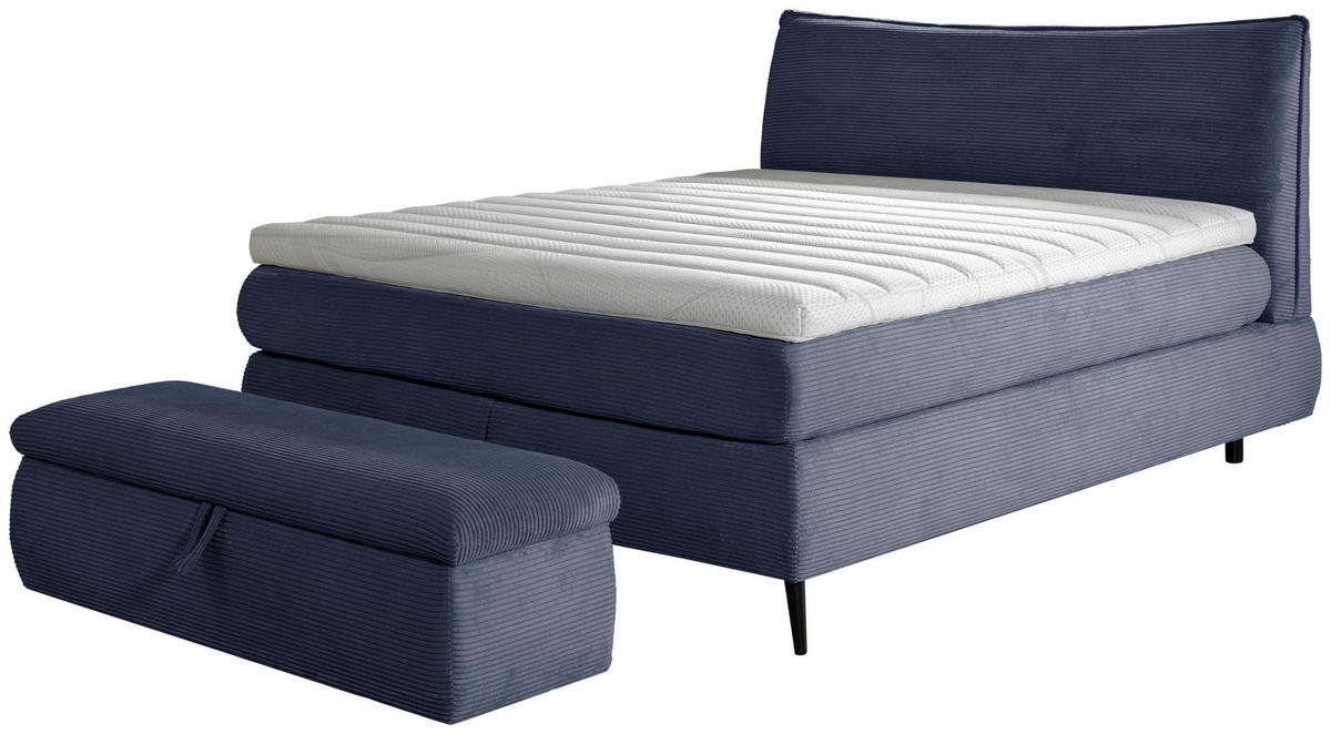 BOXSPRINGBETT 180/200 cm  in Blau  - Blau/Schwarz, Trend, Holz/Textil (180/200cm) - Esposa