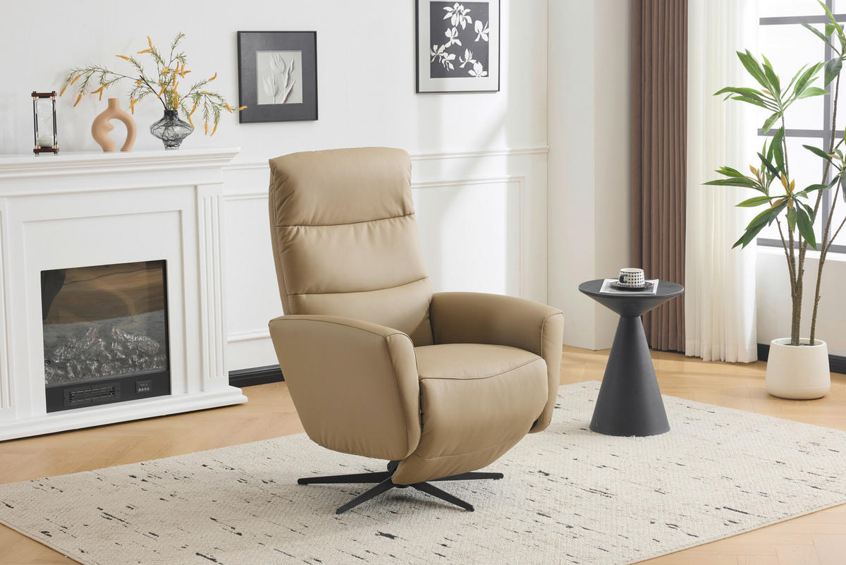 RELAXAČNÍ KŘESLO, textil, kůže, šedohnědá - černá/šedohnědá, Design, kov/textil (76/112/80cm) - Livetastic