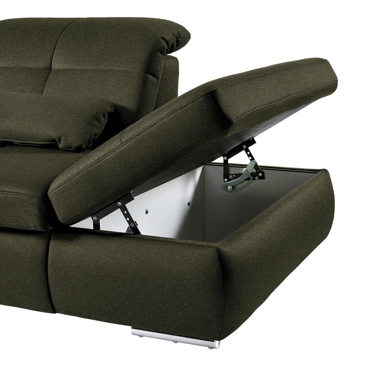 WOHNLANDSCHAFT  in Mikrofaser Olivgrün  - Chromfarben/Olivgrün, Design, Textil (195/371/260cm) - Beldomo Style