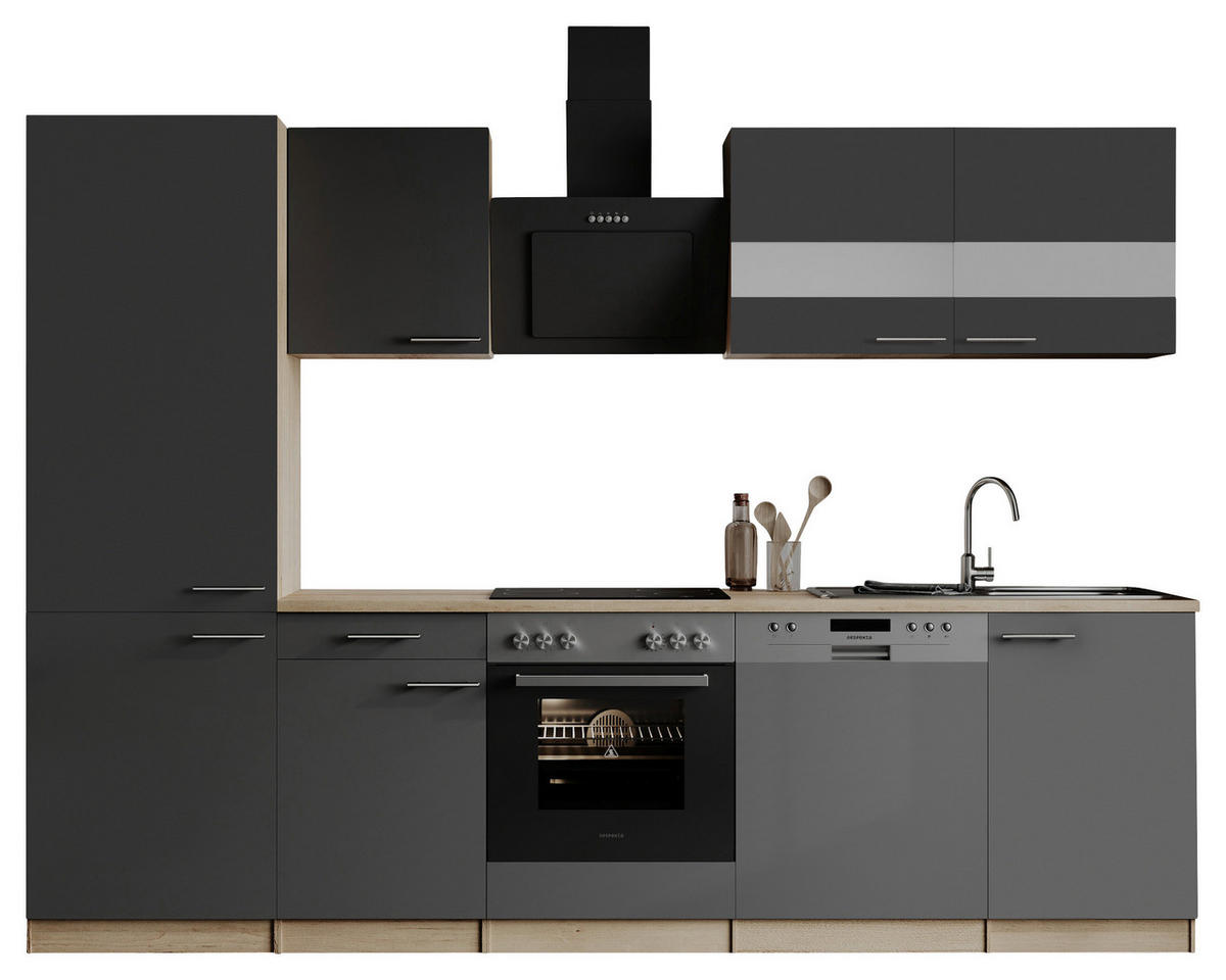 MODULKÖK UTAN VITVAROR 280 cm   i grå  - stålfärgad/grå, Basics, metall/trämaterial (280cm) - Respekta