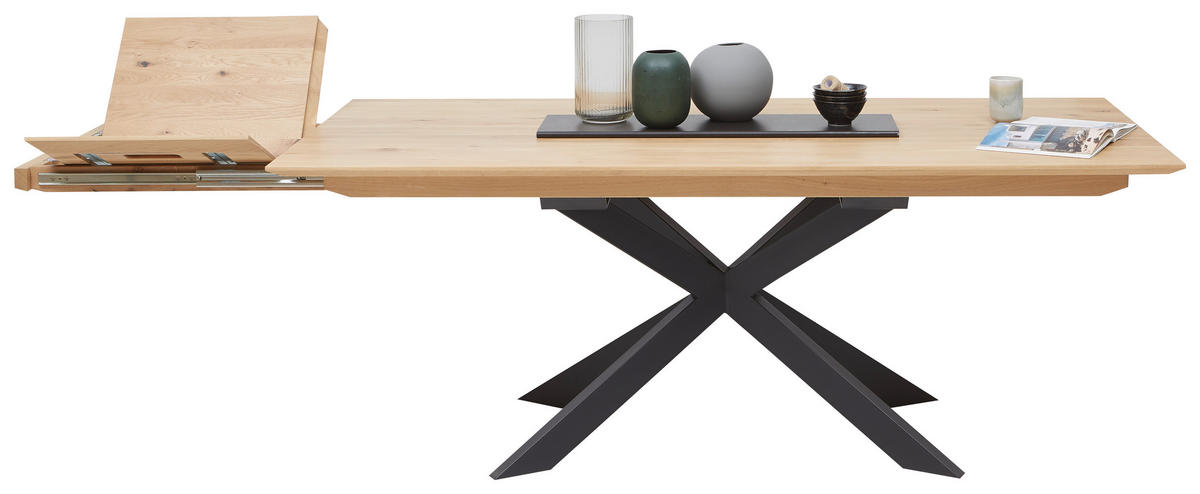 ESSTISCH in Holz 200/90/76 cm  - Eichefarben/Schwarz, Design, Holz/Metall (200/90/76cm) - Linea Natura
