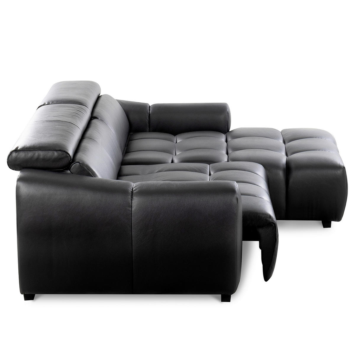 ECKSOFA  Echtleder Schwarz  - Schwarz, Design, Leder/Kunststoff (274/177cm) - Livetastic