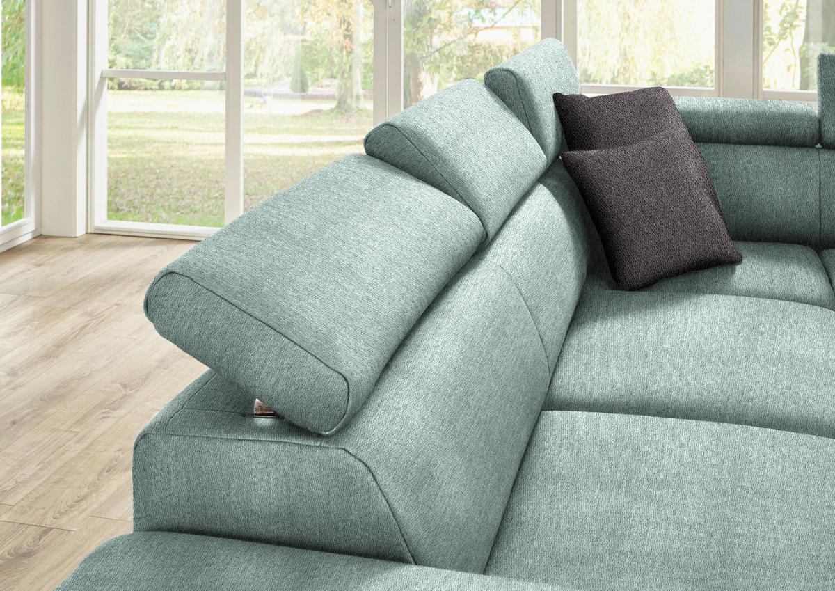 ECKSOFA in Mikrofaser Mintgrün  - Eichefarben/Beige, Natur, Holz/Textil (226/273cm) - Beldomo System