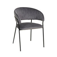 ARMLEHNSTUHL  in Samt  - Schwarz/Grau, MODERN, Textil/Metall (55/80/50cm) - Livetastic