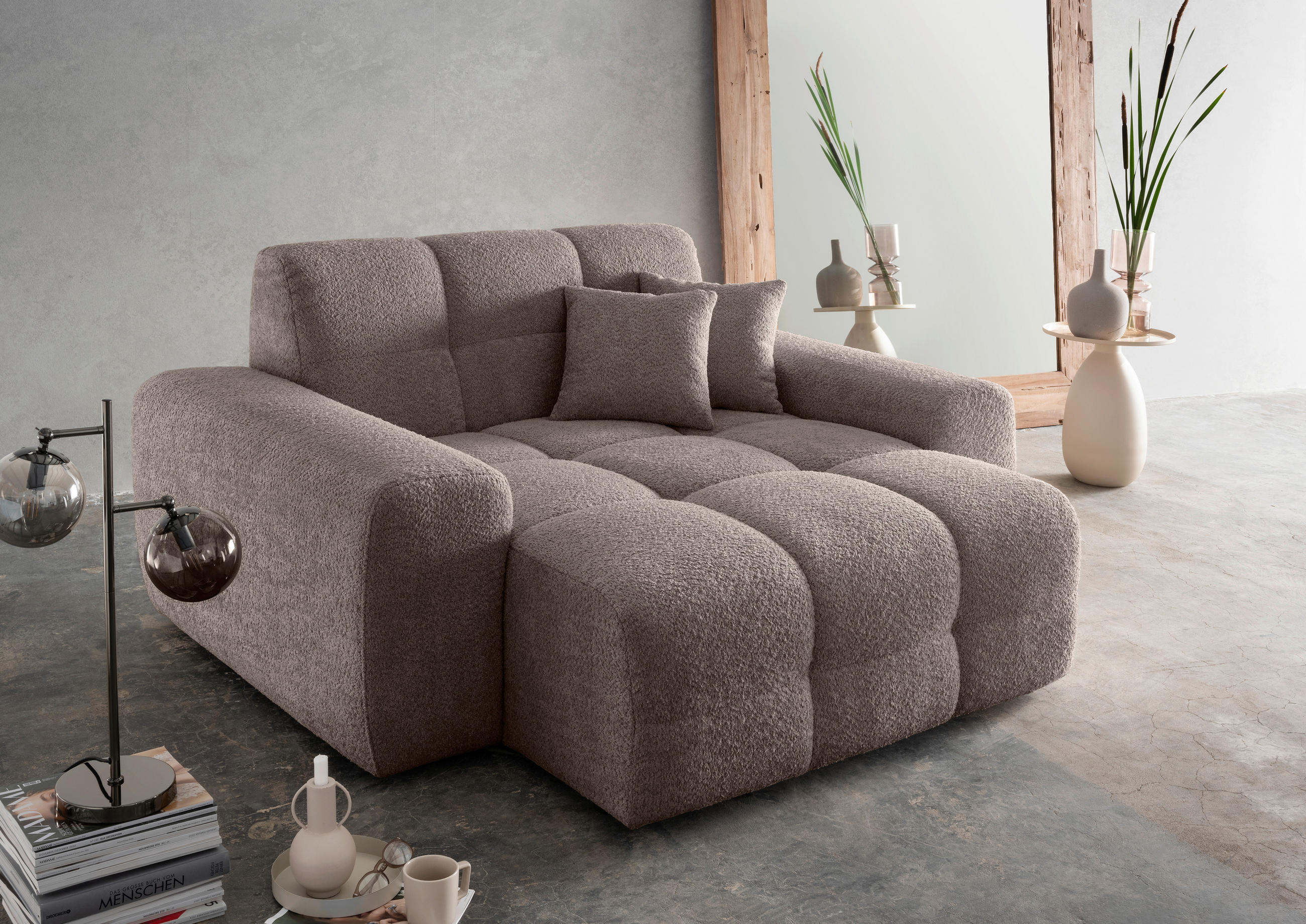 XXL-SESSEL - Taupe/Schwarz, MODERN, Kunststoff/Textil (181/87/155cm) - Livetastic