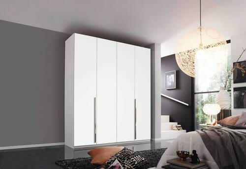 DREHTÜRENSCHRANK 201/223/60 cm 4-türig Weiß  - Chromfarben/Weiß, Design, Holzwerkstoff/Metall (201/223/60cm) - home24