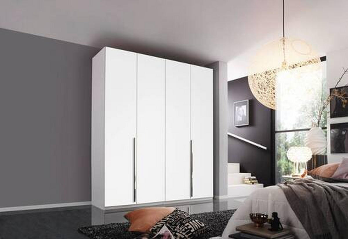 DREHTÜRENSCHRANK 201/223/60 cm 4-türig Weiß  - Chromfarben/Weiß, Design, Holzwerkstoff/Metall (201/223/60cm) - home24