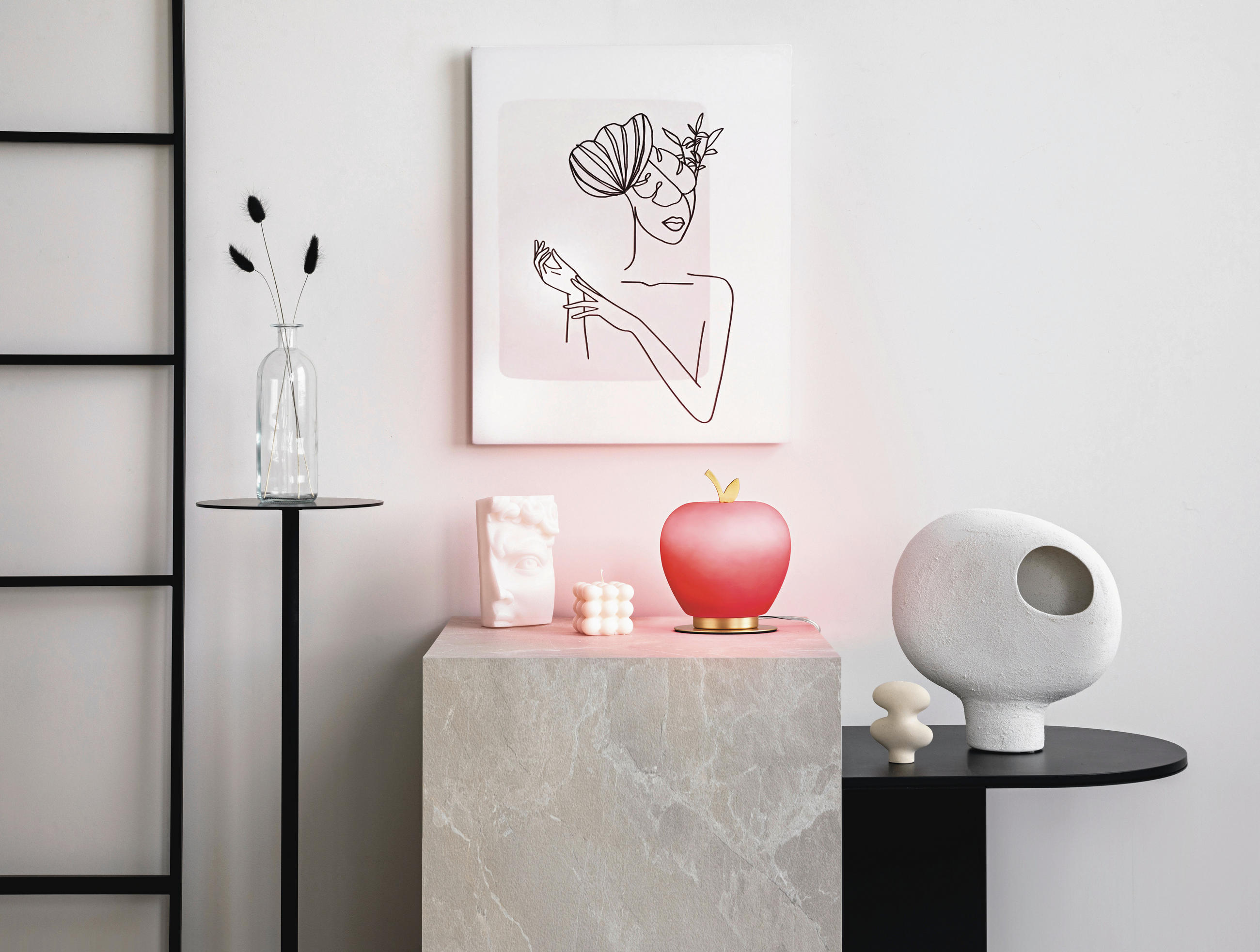 LED-TISCHLEUCHTE 14/17 cm   - Rot/Messingfarben, Design, Glas/Metall (14/17cm) - Fabas Luce