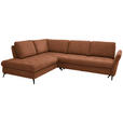 ECKSOFA in Bouclé Cognac  - Cognac/Schwarz, Natur, Textil/Metall (233/288cm) - Valnatura