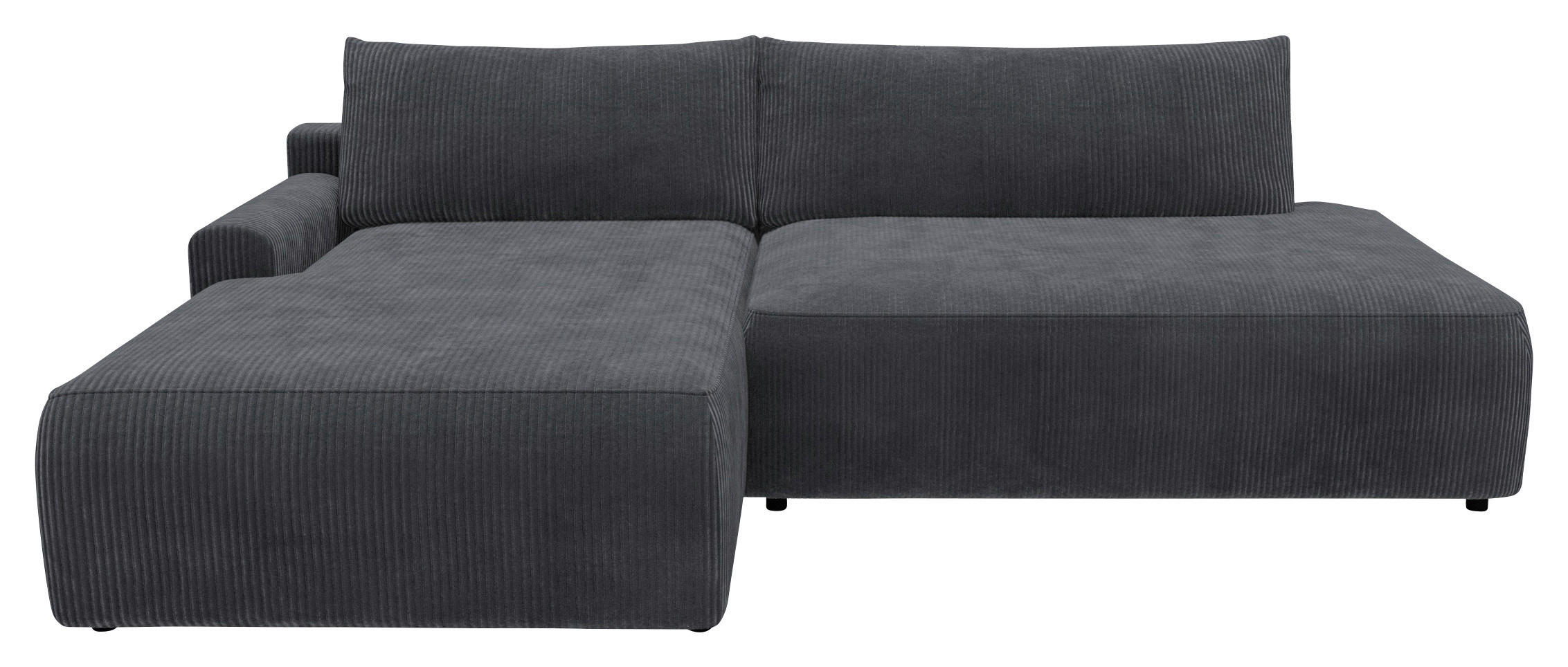 ECKSCHLAFSOFA in Cord Anthrazit - Anthrazit/Schwarz, Modern, Kunststoff/Textil (167/253cm) - Trendmanufaktur