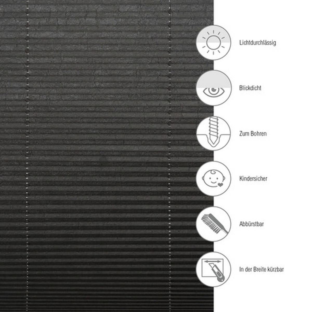 PLISSEE  blickdicht  60/130 cm    - Anthrazit, Basics, Textil (60/130cm) - Schöner Wohnen