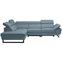 ECKSOFA Blaugrau Echtleder  - Blaugrau/Schwarz, Design, Leder/Metall (225/281cm) - Celina Home