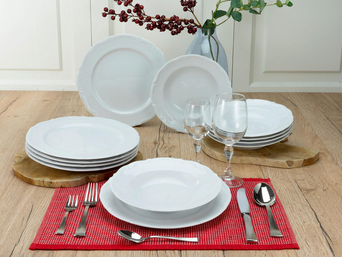 JEDÁLENSKÝ SERVIS, porcelán - biela, keramika - Creatable